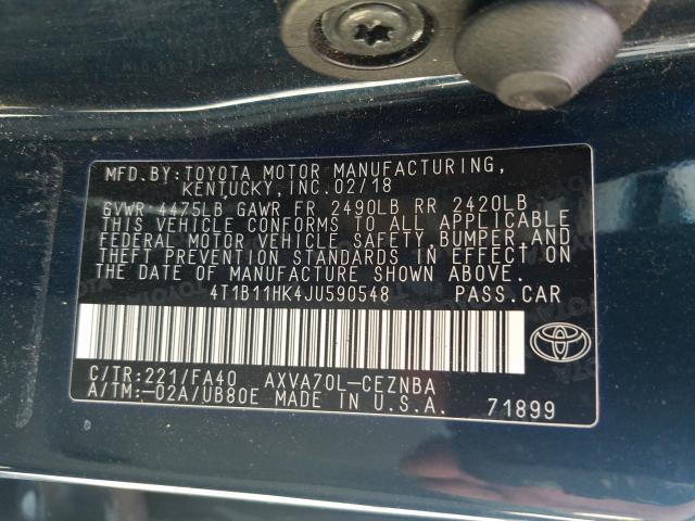 Photo 9 VIN: 4T1B11HK4JU590548 - TOYOTA CAMRY L 