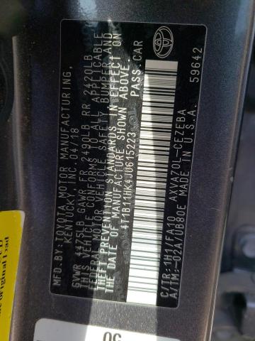 Photo 11 VIN: 4T1B11HK4JU615223 - TOYOTA CAMRY L 