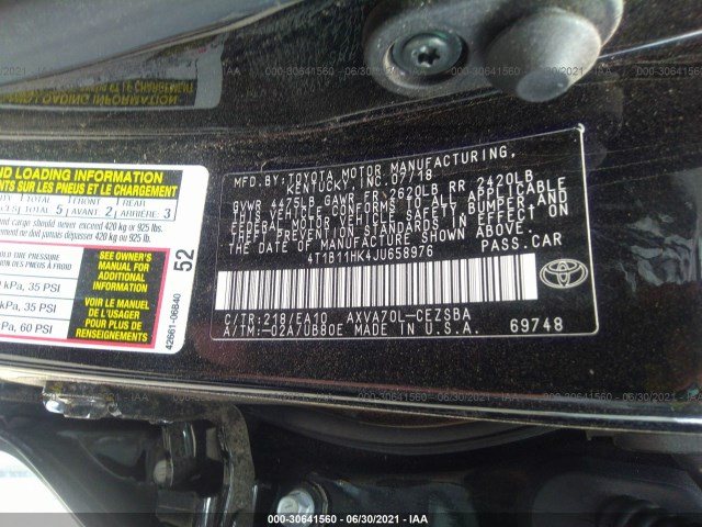 Photo 8 VIN: 4T1B11HK4JU658976 - TOYOTA CAMRY 