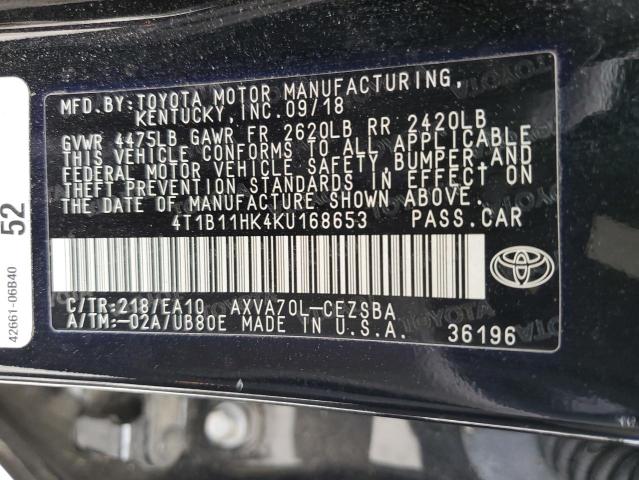 Photo 11 VIN: 4T1B11HK4KU168653 - TOYOTA CAMRY 