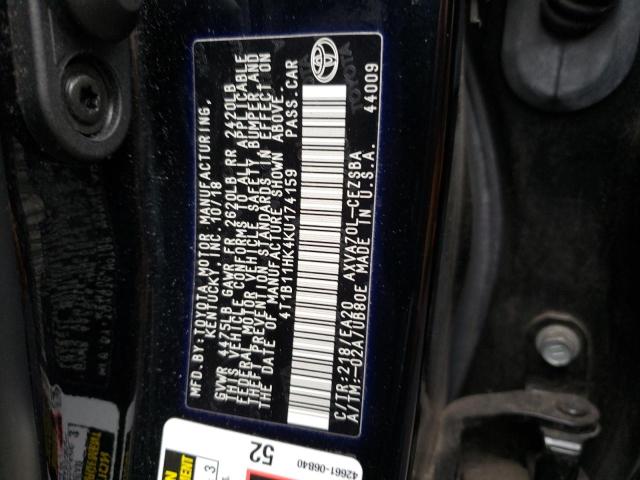 Photo 11 VIN: 4T1B11HK4KU174159 - TOYOTA CAMRY 