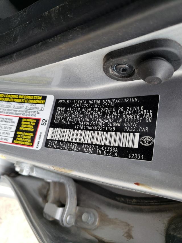 Photo 9 VIN: 4T1B11HK4KU211159 - TOYOTA CAMRY L 