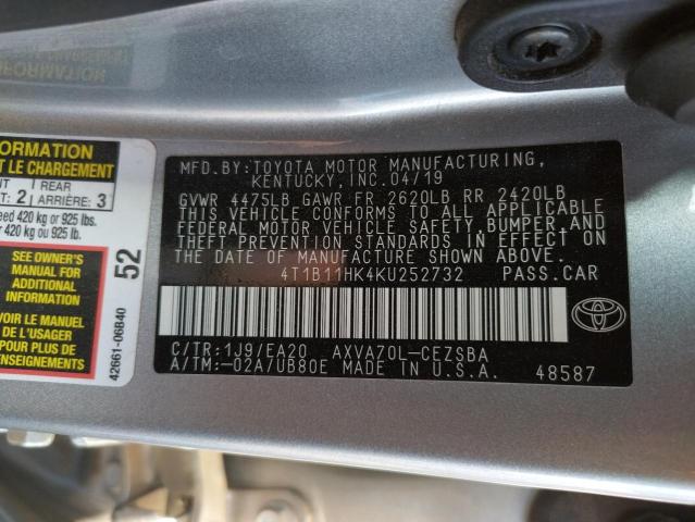 Photo 9 VIN: 4T1B11HK4KU252732 - TOYOTA CAMRY L 