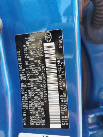 Photo 11 VIN: 4T1B11HK4KU260281 - TOYOTA CAMRY L 