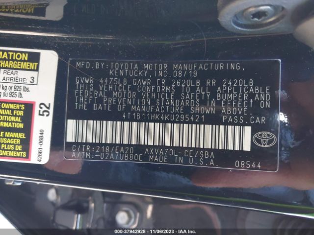 Photo 8 VIN: 4T1B11HK4KU295421 - TOYOTA CAMRY 