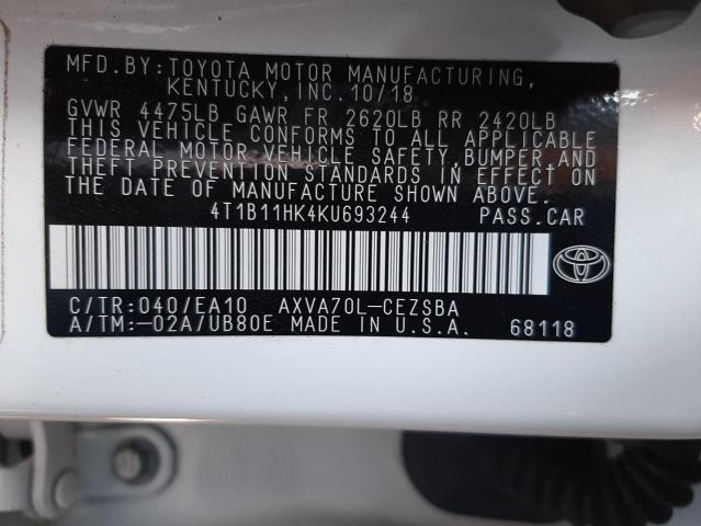 Photo 9 VIN: 4T1B11HK4KU693244 - TOYOTA CAMRY L 