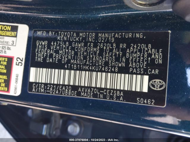 Photo 8 VIN: 4T1B11HK4KU746248 - TOYOTA CAMRY 