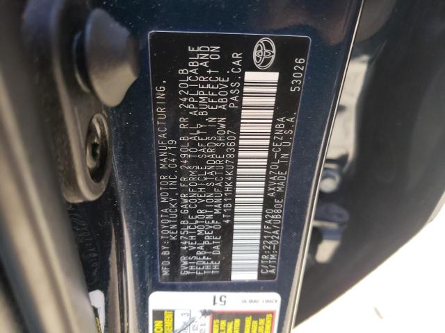 Photo 9 VIN: 4T1B11HK4KU783607 - TOYOTA CAMRY L 