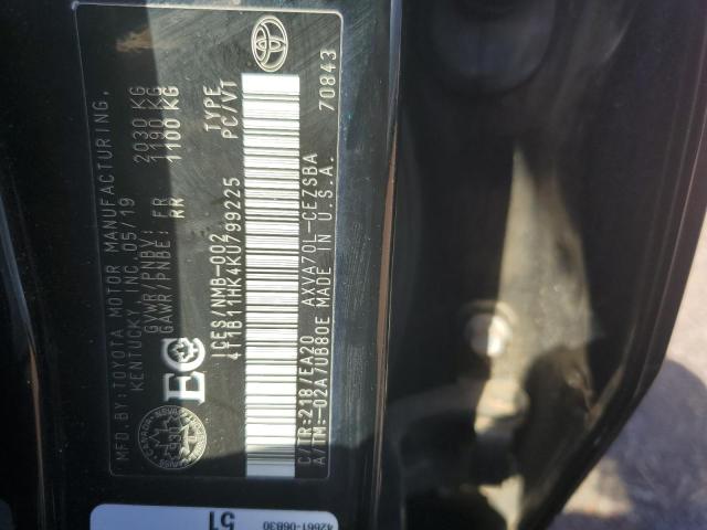 Photo 11 VIN: 4T1B11HK4KU799225 - TOYOTA CAMRY L 