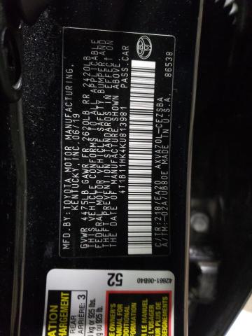 Photo 12 VIN: 4T1B11HK4KU813981 - TOYOTA CAMRY 