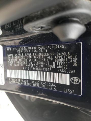 Photo 9 VIN: 4T1B11HK4KU813995 - TOYOTA CAMRY 