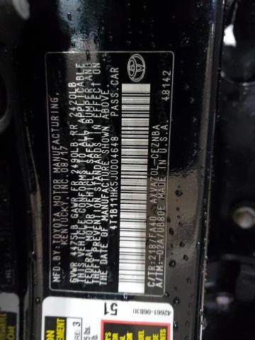 Photo 12 VIN: 4T1B11HK5JU004648 - TOYOTA CAMRY XLE 