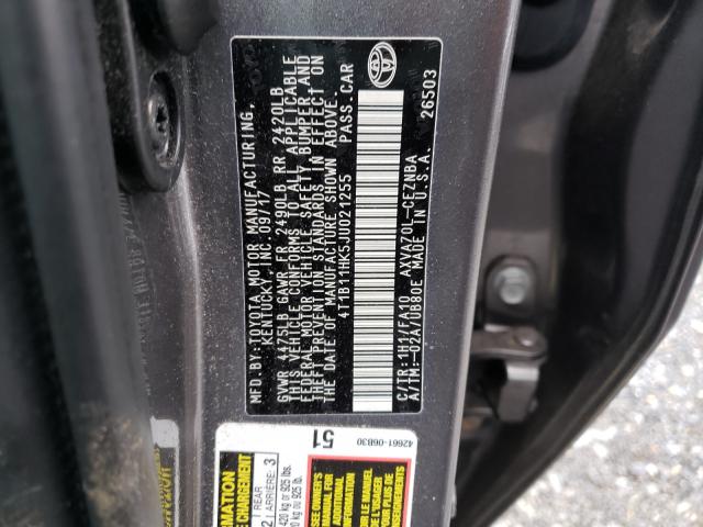 Photo 9 VIN: 4T1B11HK5JU021255 - TOYOTA CAMRY 