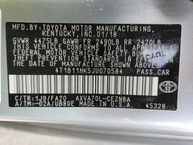 Photo 9 VIN: 4T1B11HK5JU070584 - TOYOTA CAMRY 