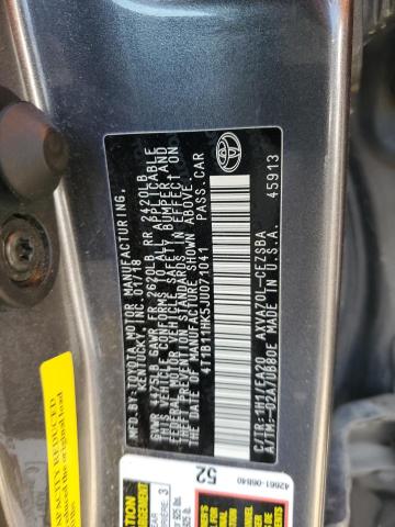 Photo 11 VIN: 4T1B11HK5JU071041 - TOYOTA CAMRY L 