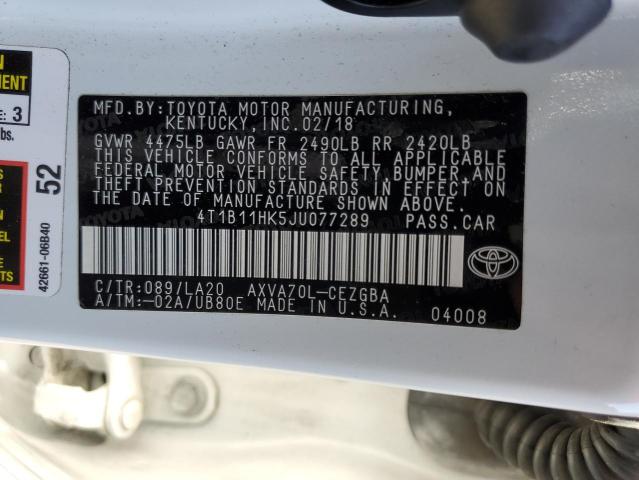 Photo 11 VIN: 4T1B11HK5JU077289 - TOYOTA CAMRY L 