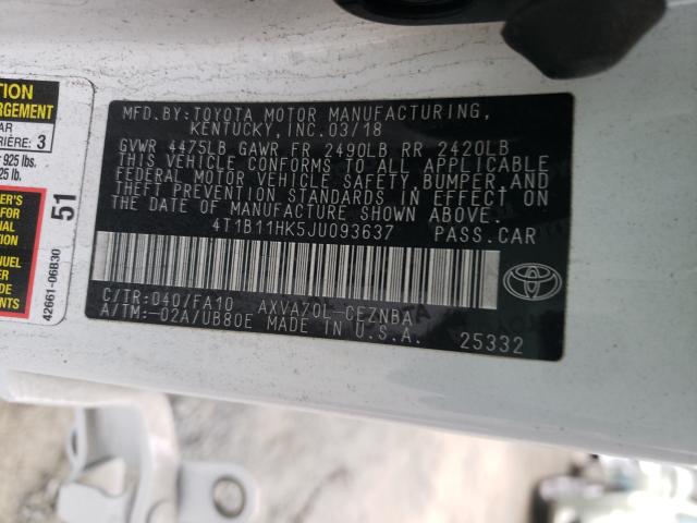 Photo 9 VIN: 4T1B11HK5JU093637 - TOYOTA CAMRY 