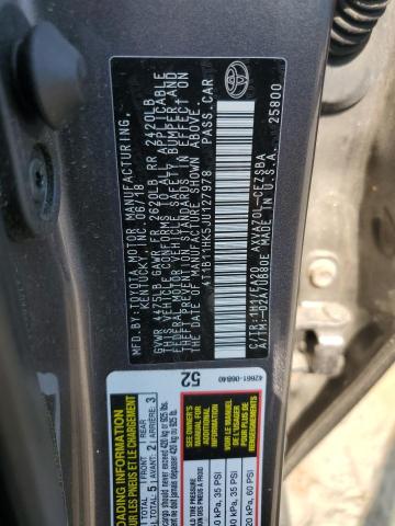 Photo 12 VIN: 4T1B11HK5JU127978 - TOYOTA CAMRY L 