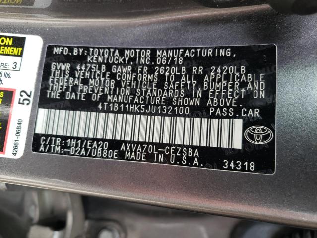 Photo 9 VIN: 4T1B11HK5JU132100 - TOYOTA CAMRY L 