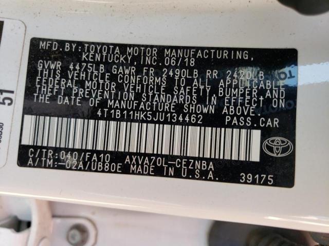 Photo 11 VIN: 4T1B11HK5JU134462 - TOYOTA CAMRY L 