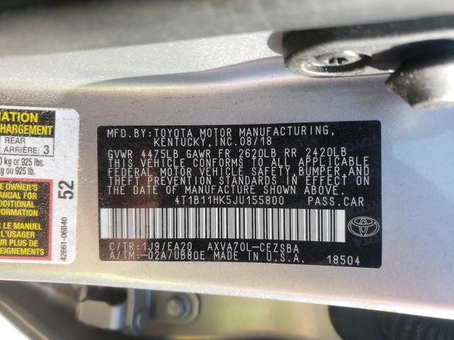 Photo 9 VIN: 4T1B11HK5JU155800 - TOYOTA CAMRY L 