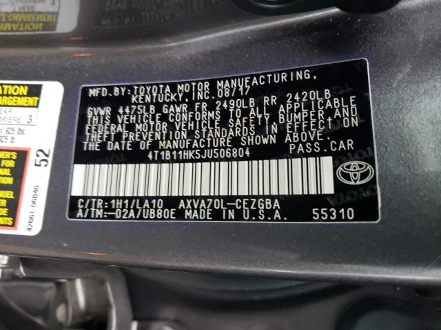 Photo 9 VIN: 4T1B11HK5JU506804 - TOYOTA CAMRY L 