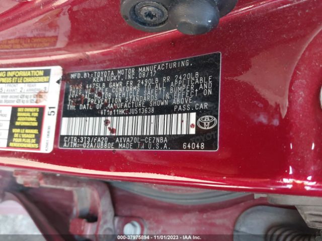 Photo 8 VIN: 4T1B11HK5JU513638 - TOYOTA CAMRY 