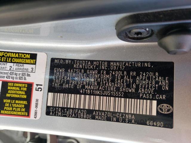 Photo 9 VIN: 4T1B11HK5JU515552 - TOYOTA CAMRY L 