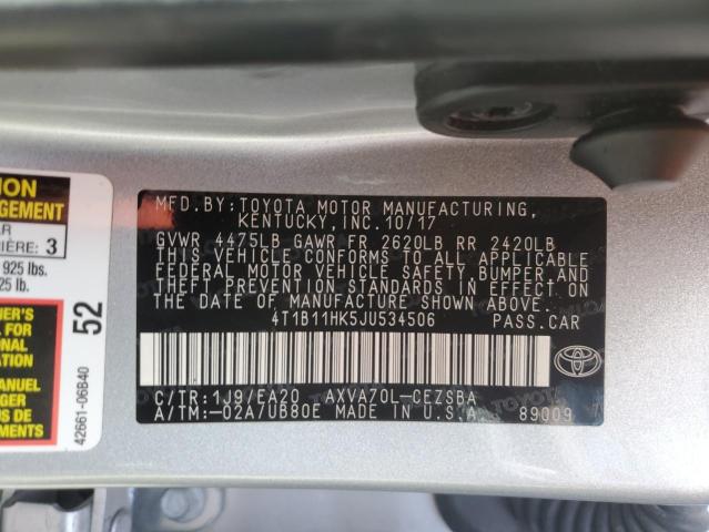 Photo 12 VIN: 4T1B11HK5JU534506 - TOYOTA CAMRY L 