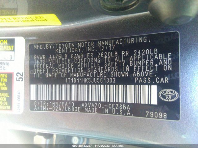 Photo 8 VIN: 4T1B11HK5JU561303 - TOYOTA CAMRY 