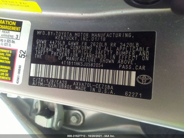 Photo 8 VIN: 4T1B11HK5JU582054 - TOYOTA CAMRY 