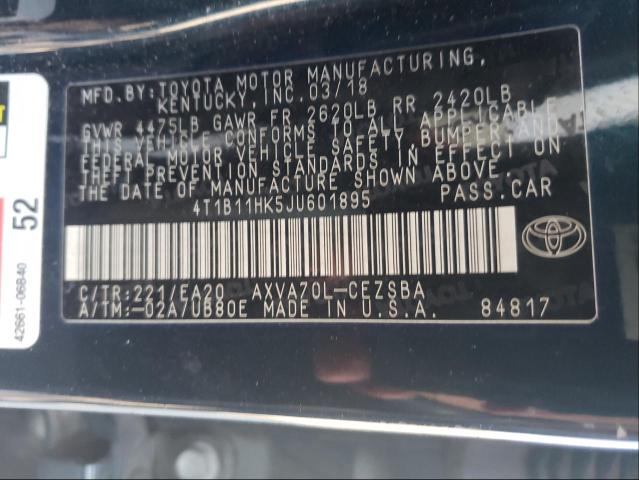 Photo 9 VIN: 4T1B11HK5JU601895 - TOYOTA CAMRY L 