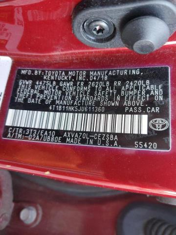 Photo 9 VIN: 4T1B11HK5JU611360 - TOYOTA CAMRY L 