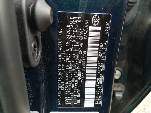 Photo 9 VIN: 4T1B11HK5JU617756 - TOYOTA CAMRY L 