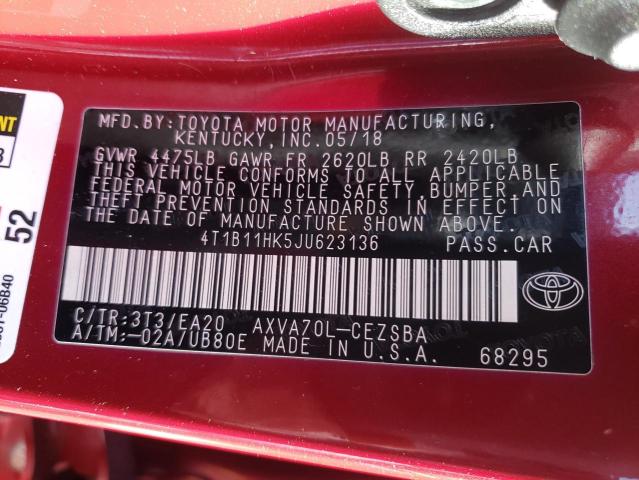 Photo 9 VIN: 4T1B11HK5JU623136 - TOYOTA CAMRY L 