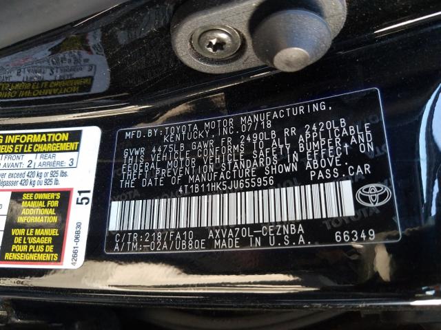 Photo 9 VIN: 4T1B11HK5JU655956 - TOYOTA CAMRY L 