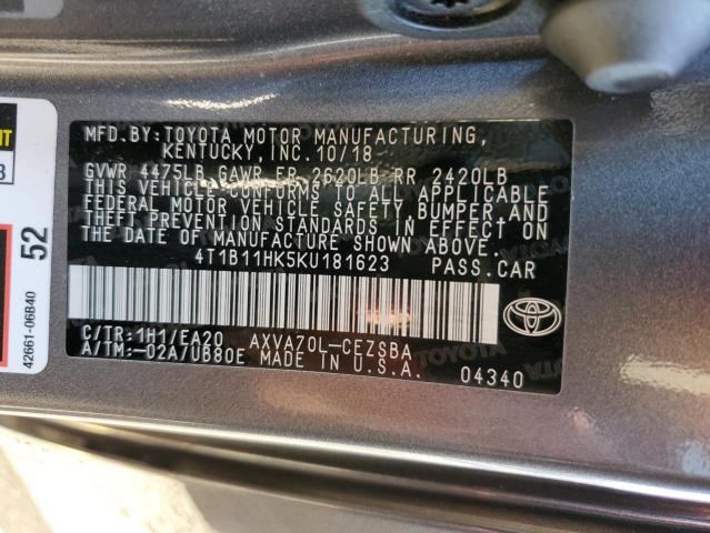 Photo 11 VIN: 4T1B11HK5KU181623 - TOYOTA CAMRY L 