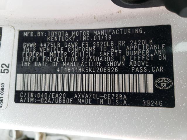 Photo 9 VIN: 4T1B11HK5KU208626 - TOYOTA CAMRY L 