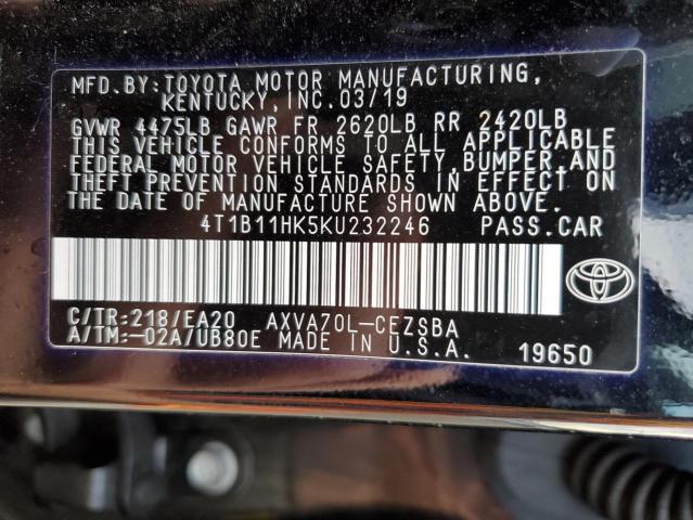 Photo 11 VIN: 4T1B11HK5KU232246 - TOYOTA CAMRY 