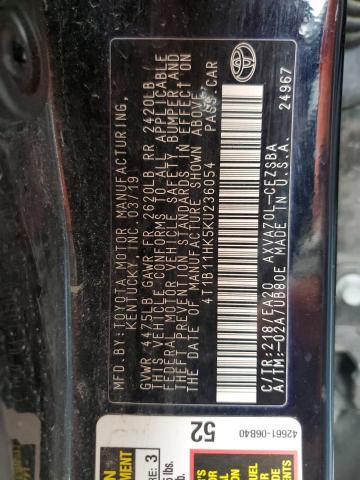 Photo 11 VIN: 4T1B11HK5KU236054 - TOYOTA CAMRY L 