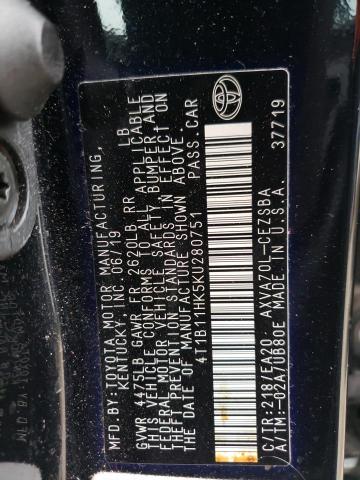 Photo 11 VIN: 4T1B11HK5KU280751 - TOYOTA CAMRY L 