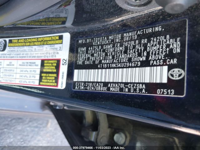 Photo 8 VIN: 4T1B11HK5KU294679 - TOYOTA CAMRY 