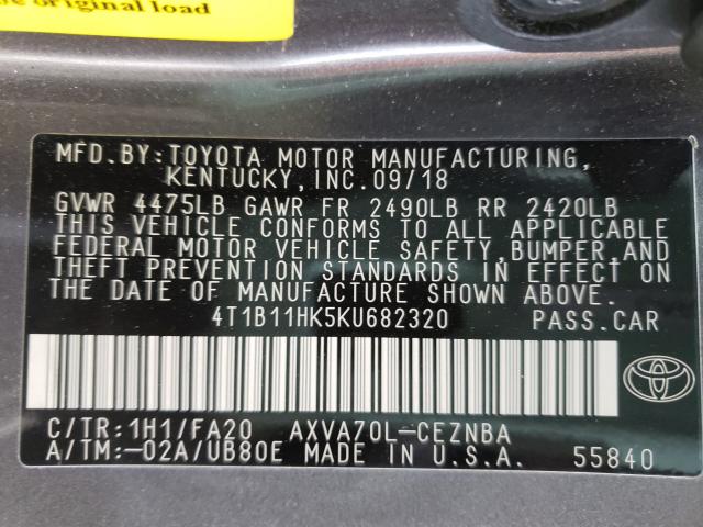 Photo 9 VIN: 4T1B11HK5KU682320 - TOYOTA CAMRY L 