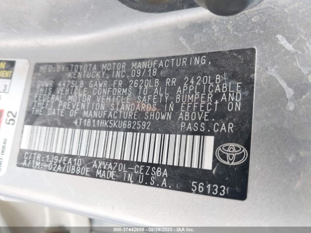 Photo 8 VIN: 4T1B11HK5KU682592 - TOYOTA CAMRY 