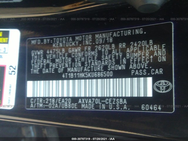 Photo 8 VIN: 4T1B11HK5KU686500 - TOYOTA CAMRY 