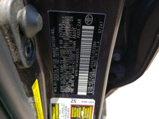 Photo 11 VIN: 4T1B11HK5KU692474 - TOYOTA CAMRY L 