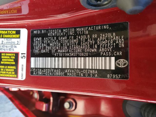 Photo 11 VIN: 4T1B11HK5KU710620 - TOYOTA CAMRY L 