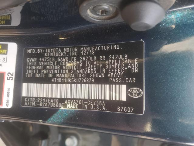 Photo 11 VIN: 4T1B11HK5KU726879 - TOYOTA CAMRY L 