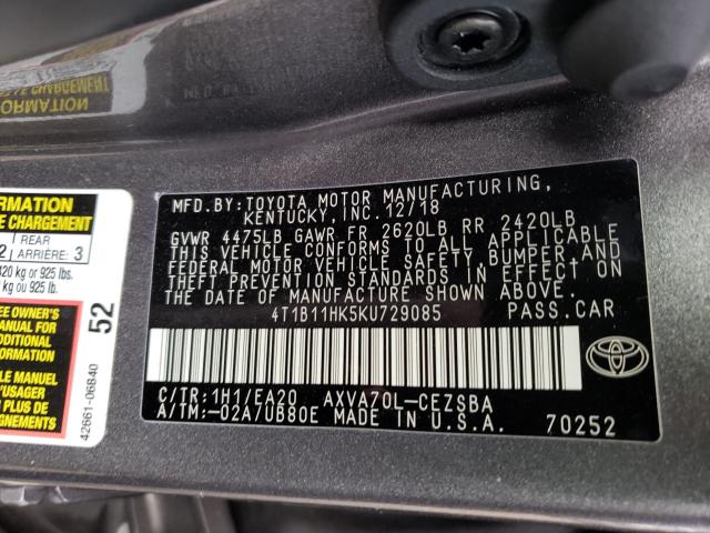 Photo 9 VIN: 4T1B11HK5KU729085 - TOYOTA CAMRY L 