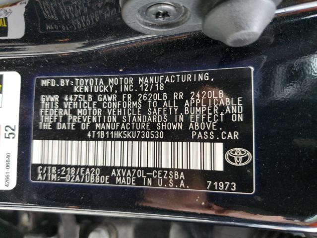 Photo 11 VIN: 4T1B11HK5KU730530 - TOYOTA CAMRY L 